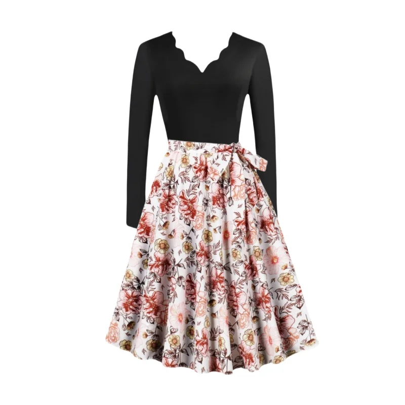 

Retro dress with high-end feel, waist cinching temperament, slimming A-line skirt for children in autumn