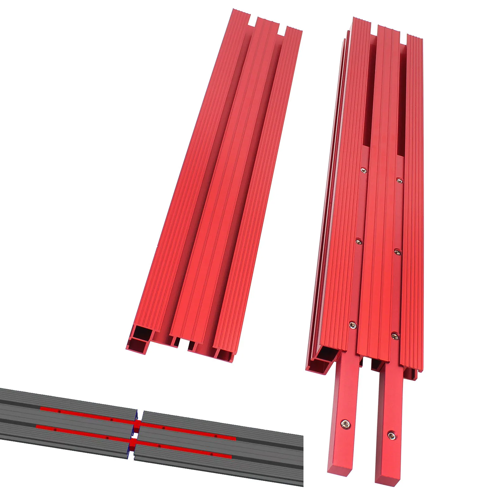 1Set 80cm Splicing Fence with Connecting Strips, Router Table Fence Aluminum T-Track Table Saw Profile Fence Woodworking