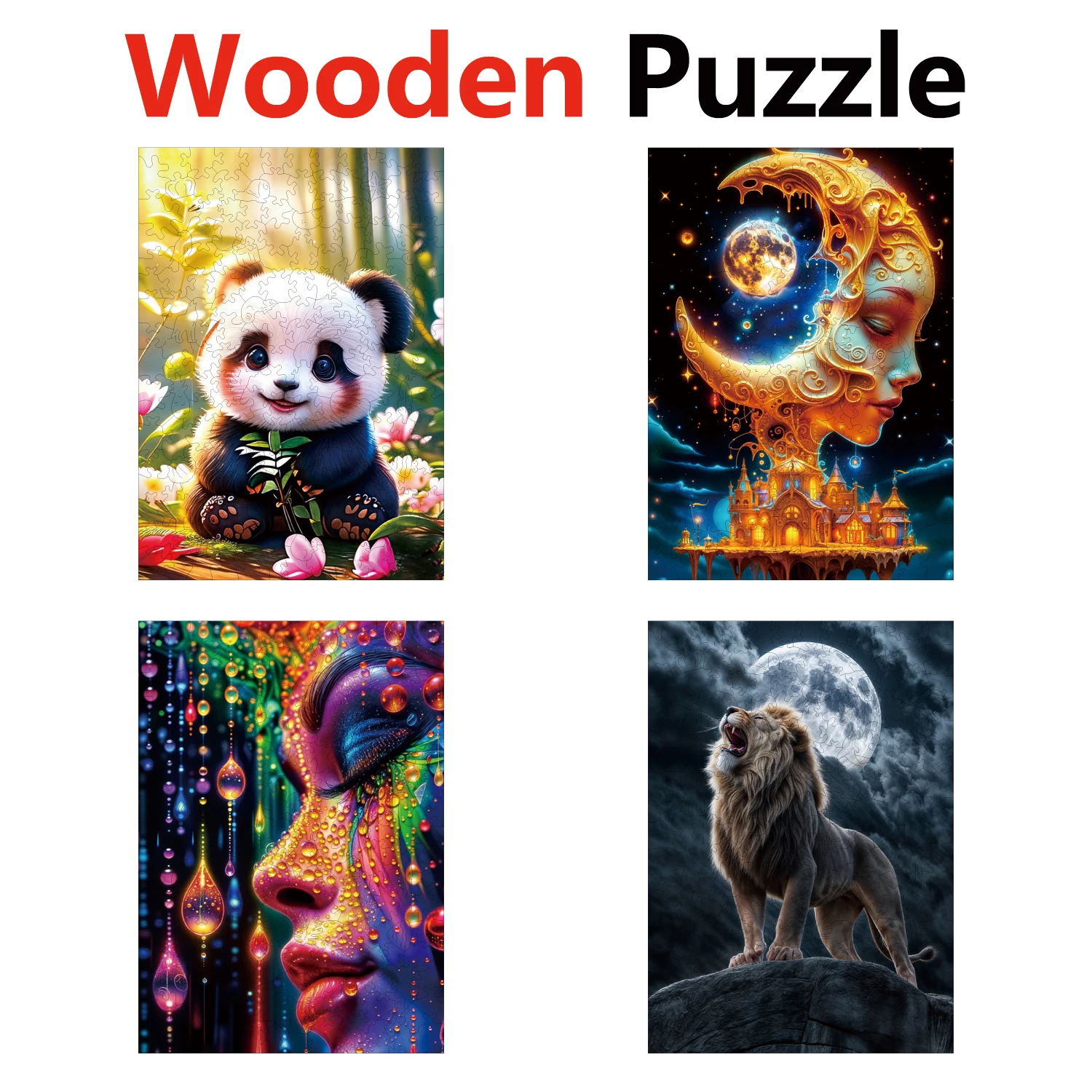 

Panda Moon Lion Animal Puzzles High Quality Jigsaw Puzzle Wooden Puzzle Best Christmas Gift