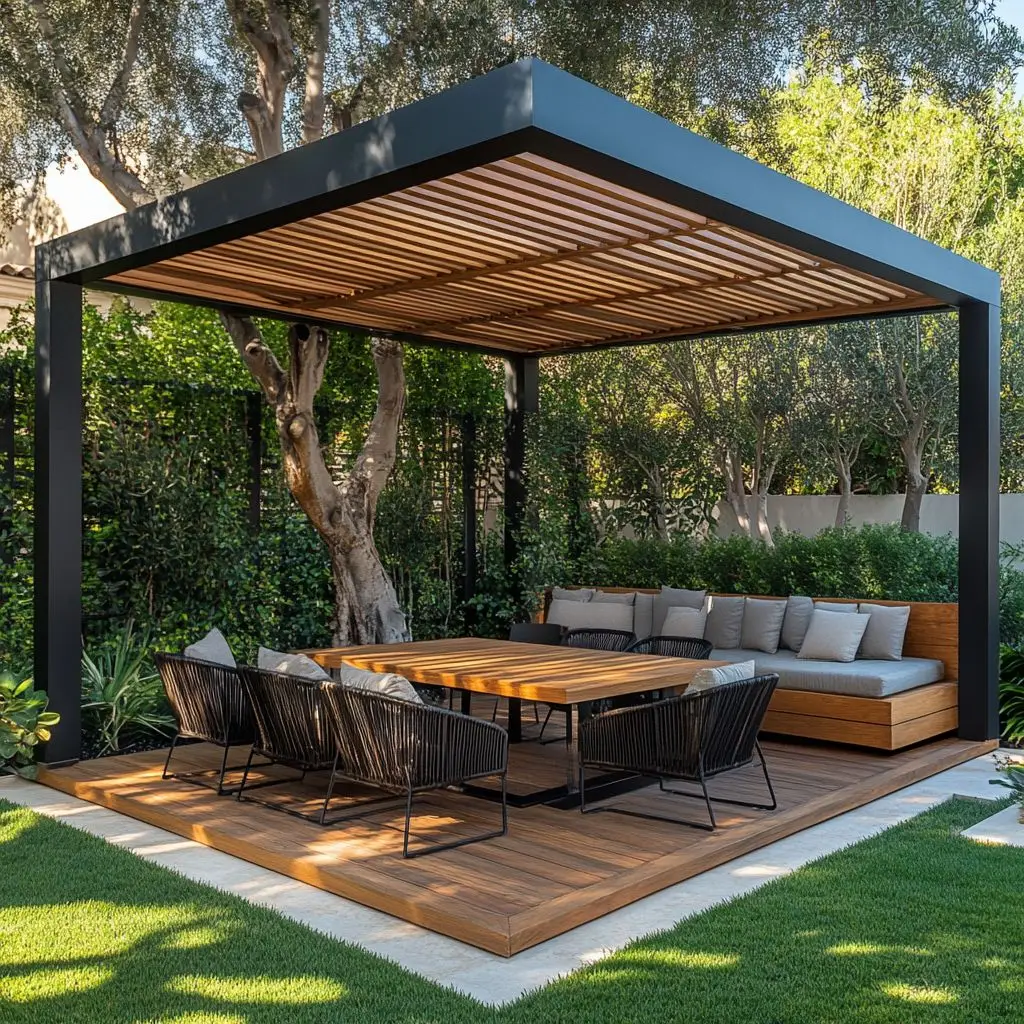 Modern Outdoor Waterproof Aluminum Louvered Sunroof Pergola Sun Shade Frame Electric Pergola Louvered Roof Aluminium Canopy