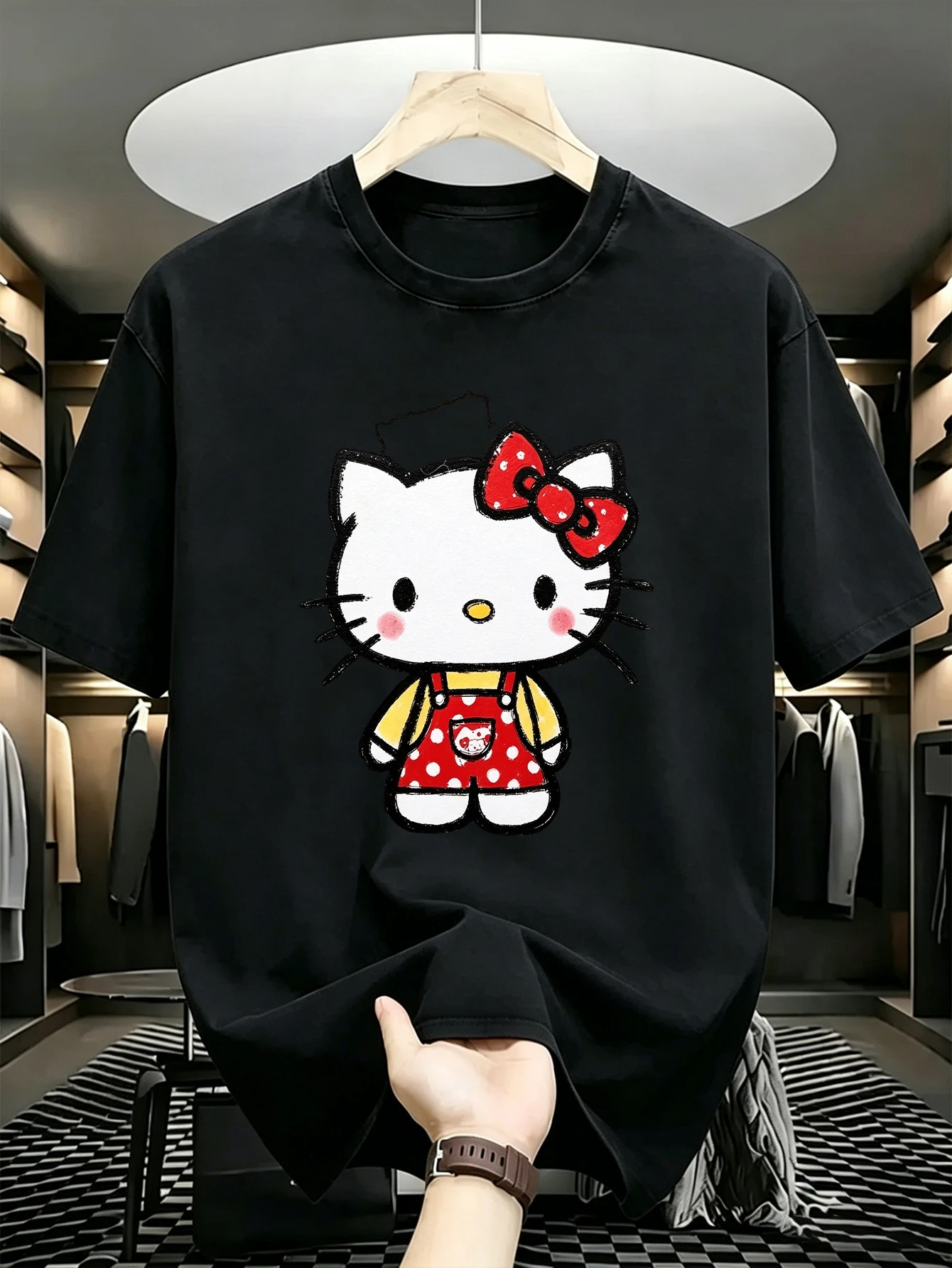 Cute Kawaii Hello Kitty Print Series Printed Character T-shirt, Cute and Fashionable Trend, The First Choice for Shopping