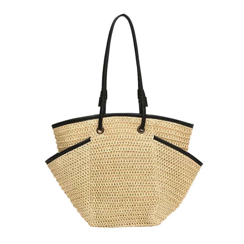 Large Capacity Straw Shoulder Bags Simple Versatile Braid Zipper Mother and Baby Bags for Women 2024 High Quality Casual Tote