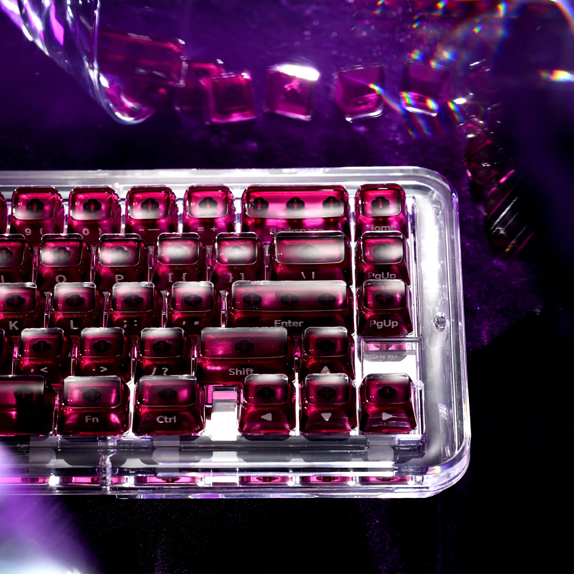 XVX Purple Jelly R2 Side-Printed Translucent MDA Profile Korean/Russian Crystal Keycap (122-Key)