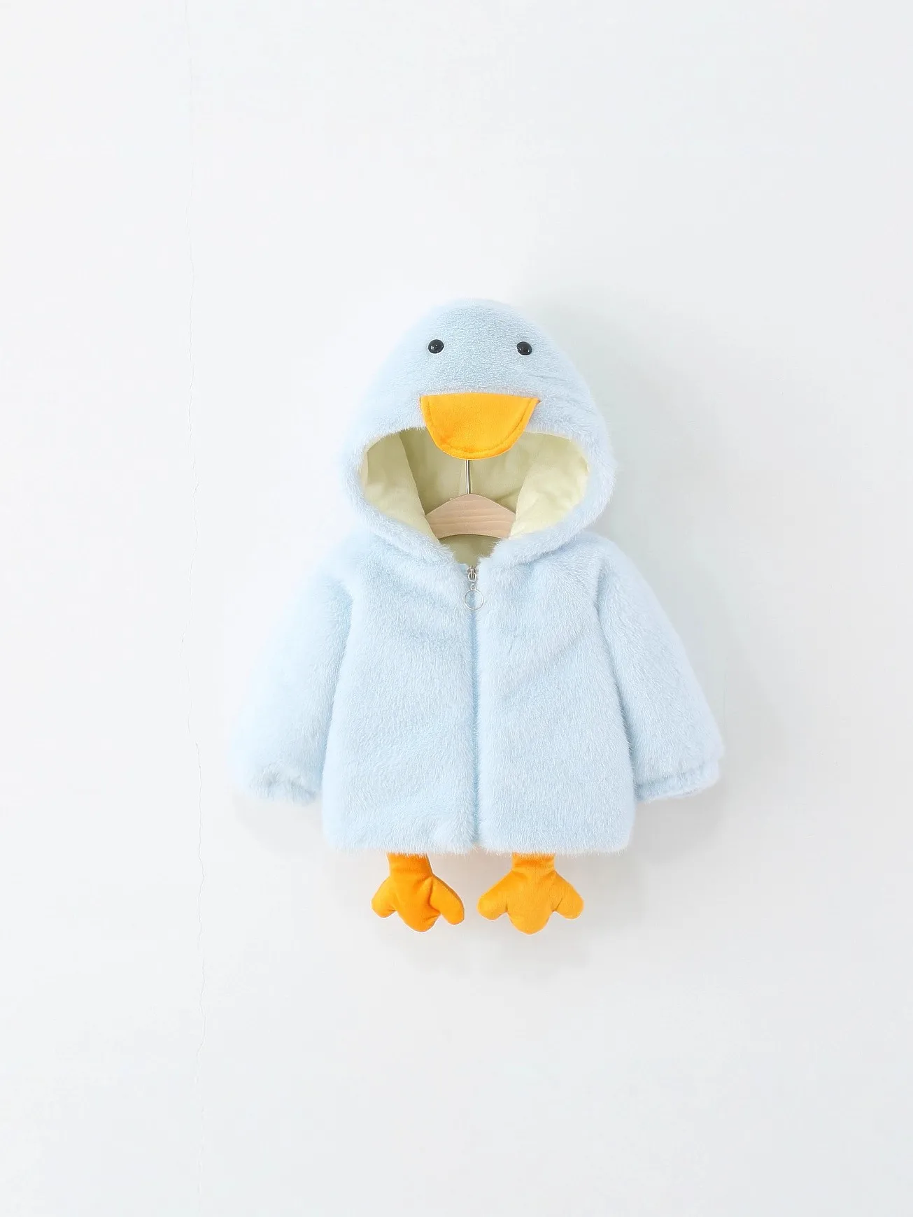 Girls Cartoon Duck Hooded Clothes Winter Thickened Lined Children's Wear Suitable for Babies And Kids