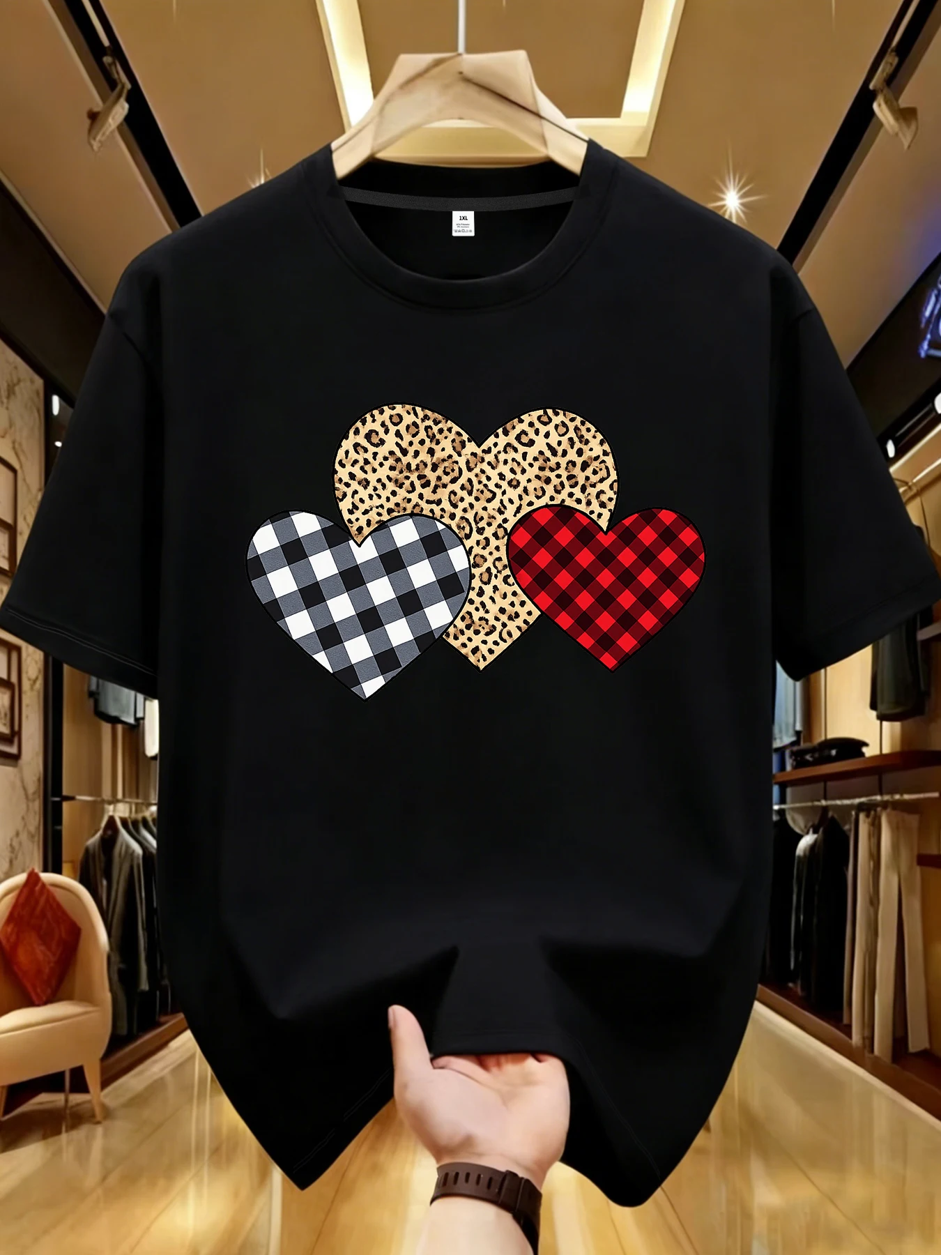 

【WDS01177】Женская футболка с круглым вырезом и принтом Love, больших размеров, летняя, повседневная, в уличном стиле, женская футболка с коротким рукавом в стиле Джокер