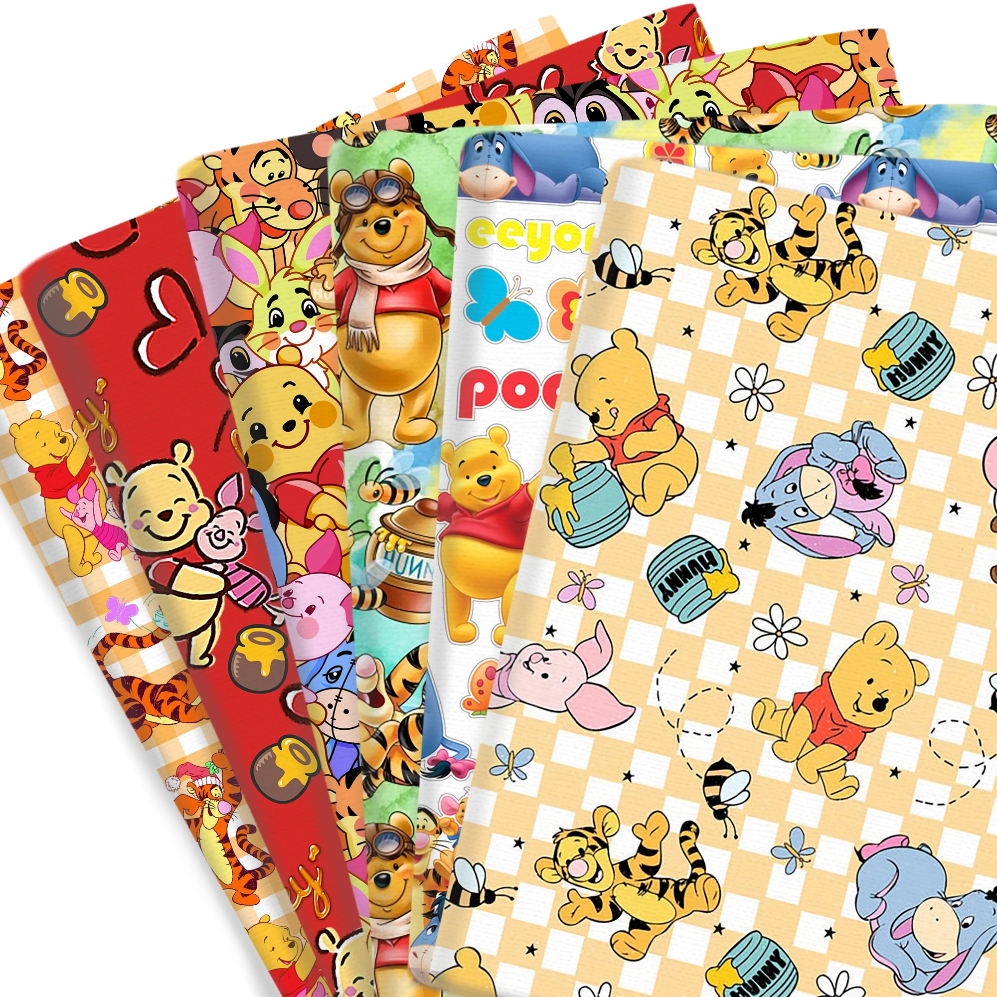 50*145cm Winnie The Pooh poliéster algodón por metro telas de dibujos animados cinta para coser tela vestido manualidades DIY textiles para el hogar