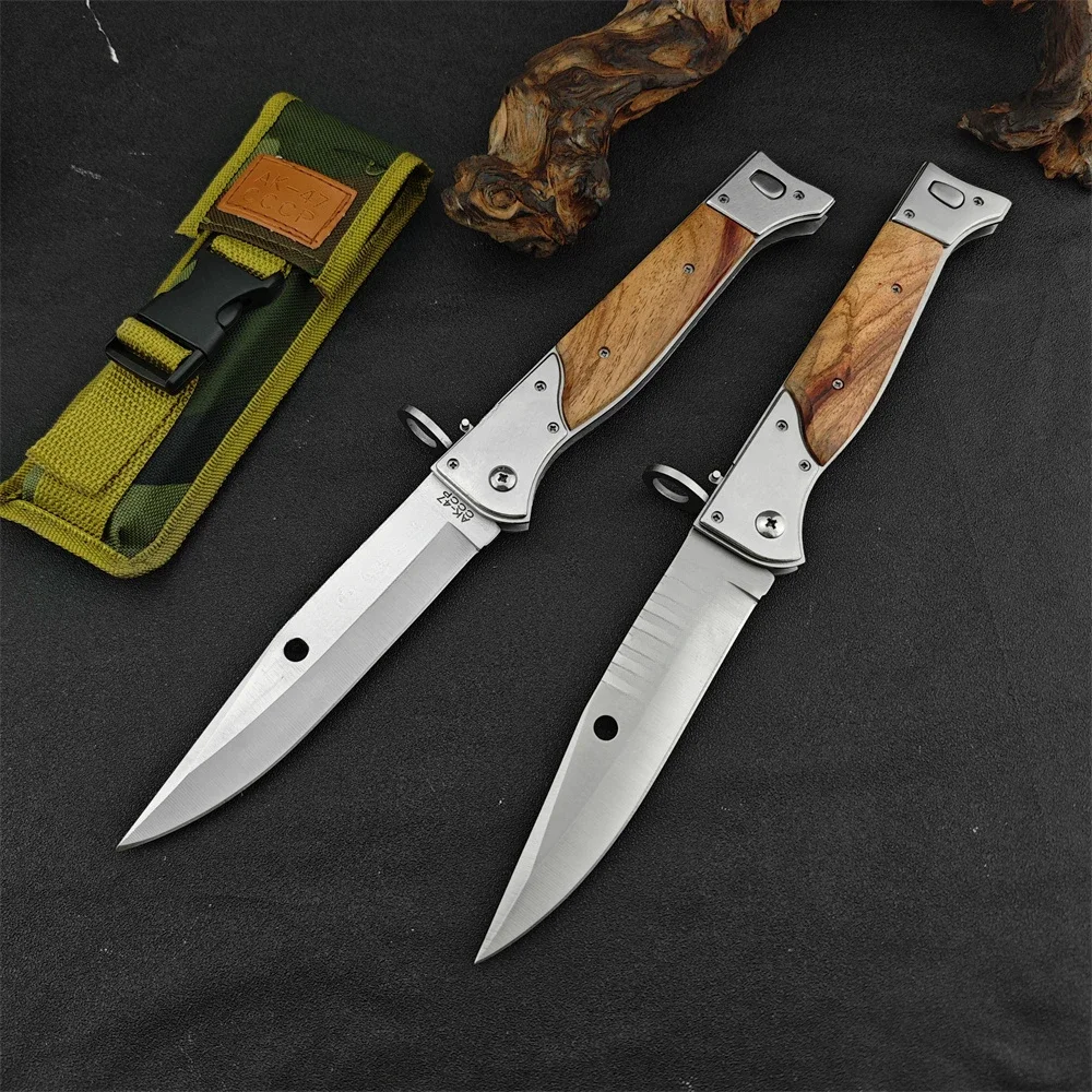 High Hardness AK47 CCCP Pocket Folding Knife 440C Blade Colored Wooden Handle Outdoor Survival Camping Hunting EDC Tool