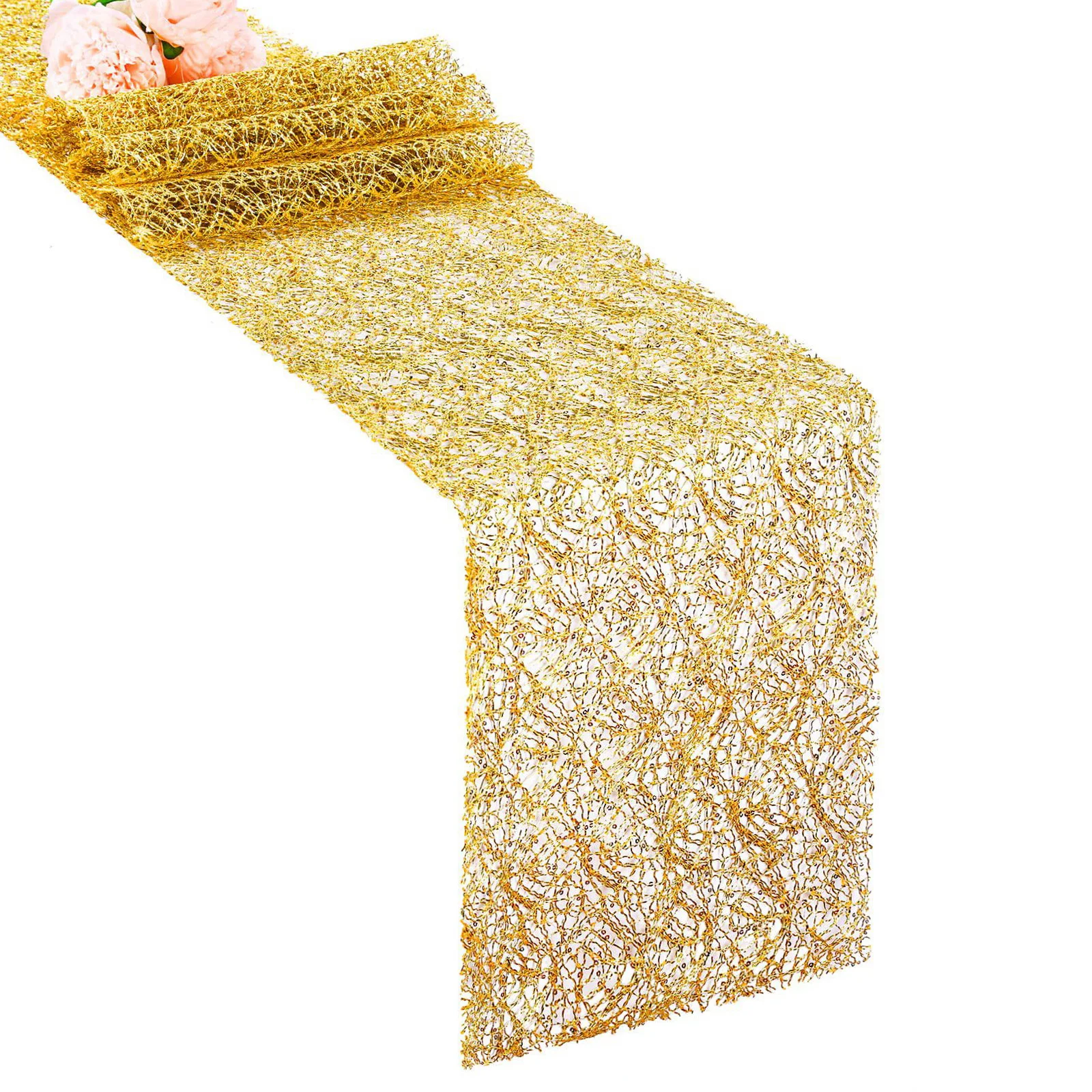 

Sequin Mesh Table Runner Home Table Decor Table Line for Rustic Party Wedding Decorations Mesh Roll