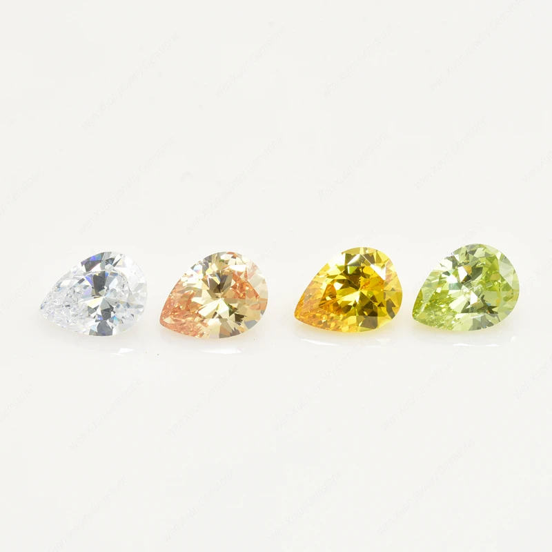 15pcs 1pcs of each colour 3x5mm~10x12mm Loose Pear Shape Cubic Zirconia Bright CZ Stone AAAAA Best Quality Gems