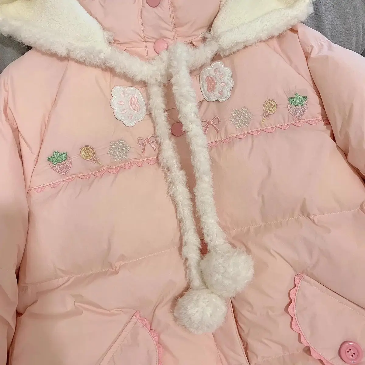 اليابانية Kawaii البلوز طويلة الأكمام لطيف آذان أرنب الديكور المرأة عادية الحلو نمط الكرتون طباعة هوديي معطف الخريف #5