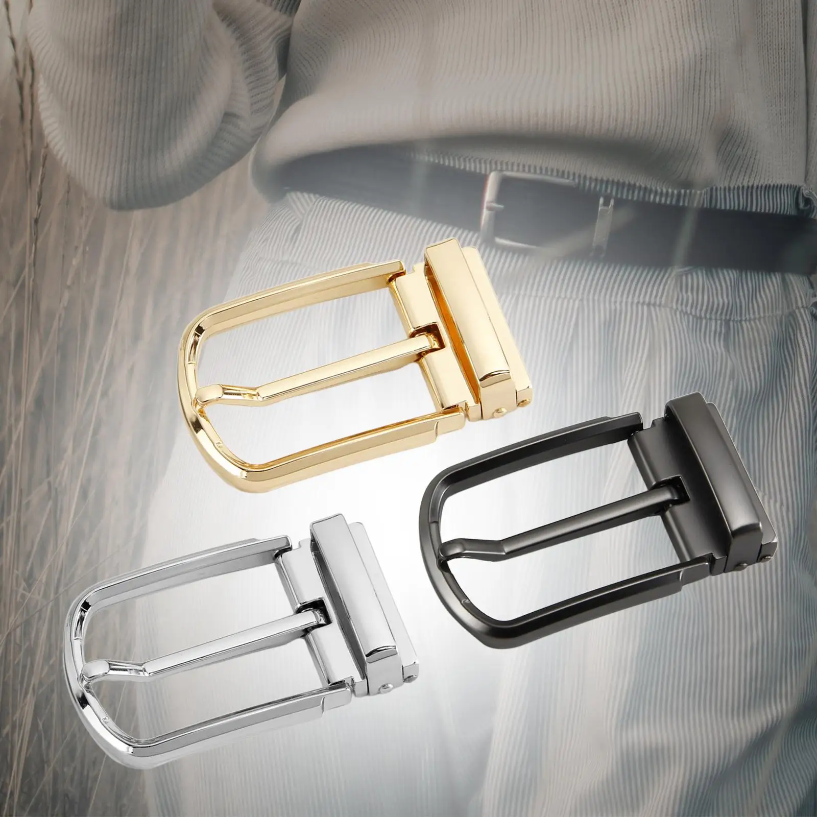 Gesper Sabuk Reversibel Pengganti dari Paduan Seng, Gesper Roller Satu Cabang untuk Celana Ulang Tahun, Jeans, Sabuk Gaun, Hadiah