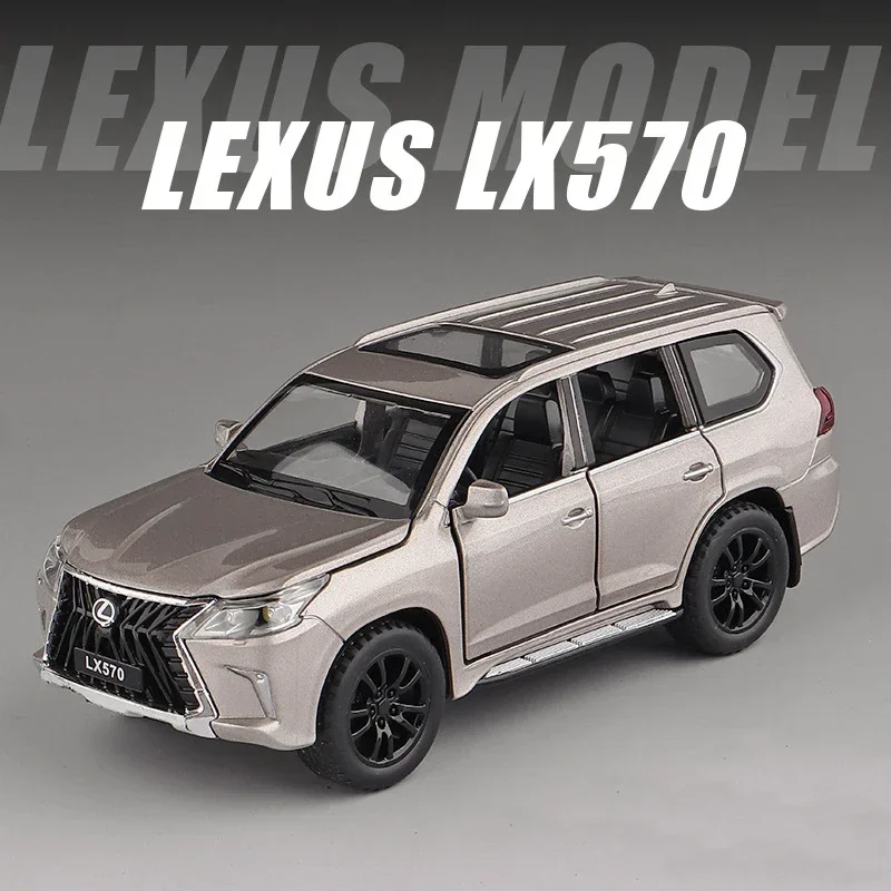 Lexus-modelo de coche de aleación LX570, vehículo de juguete de Metal fundido a presión con luz de sonido extraíble, 6 puertas abiertas para regalo de niños, 1:32