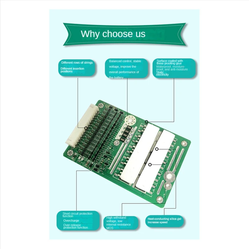 1 Piece Lithium Battery Protection Board 50A 17 Strings Of 60V With Equalization Continuous Current