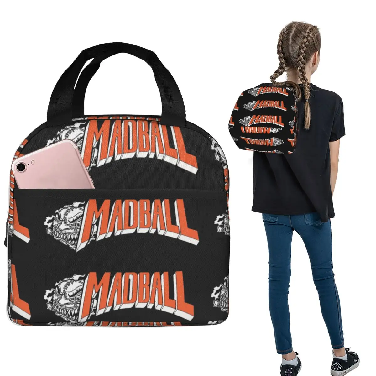 Madball Sticker Insulated Lunch Bag for Women Kids Portable Food Boxes Thermal Lunch Box Tote