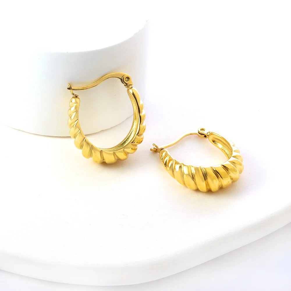 ASONSTEEL High Quality Luxury Circular Hoop Earrings Golden Stainless Steel Jewelry Party For Women Metal Party Jewelry Gifts