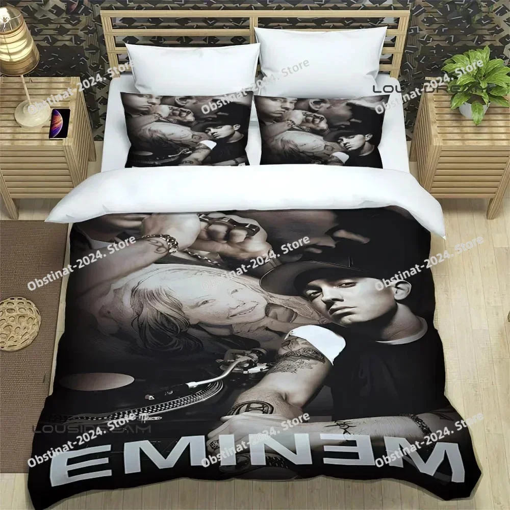 

Eminem hip -hop singer Bedding Set Printed single Comforter Quilt Bed Cover Duvet Cover Pillow Case 3 Pieces Set Kids Adult Size