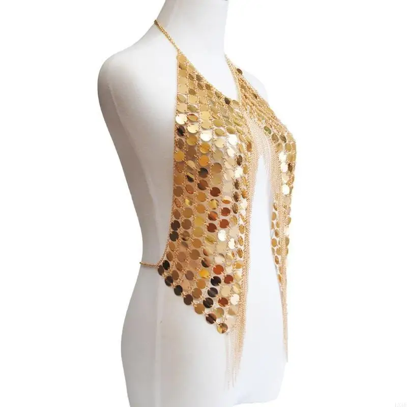  Sequin Body Chains Belly Chains Multi-layer Body Chains Tassel Chest Chains Body Jewelry Alloy Material for Women Girls
