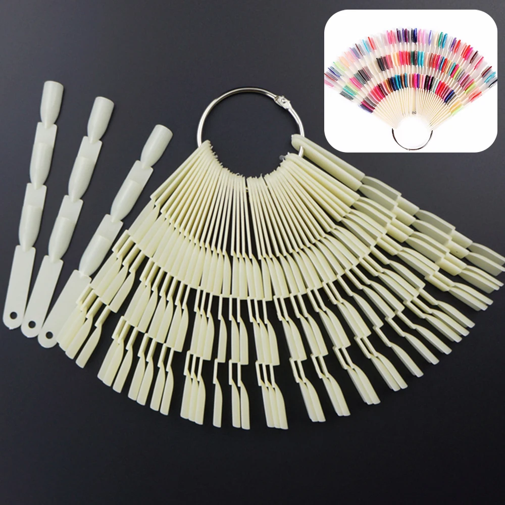 150pcs False Nail Tips Clear Nature Nail Art Display Oval Fan Style Fake Nail Swatch Polish Stand Tips Practice Manicure Tools#