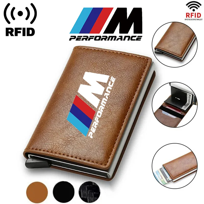 Rfid Credit Card Holder Men Wallets Bank Cardholder Leather Wallets For BMW M M3 M5 E46 F10 G20 X7 Performance car accessories