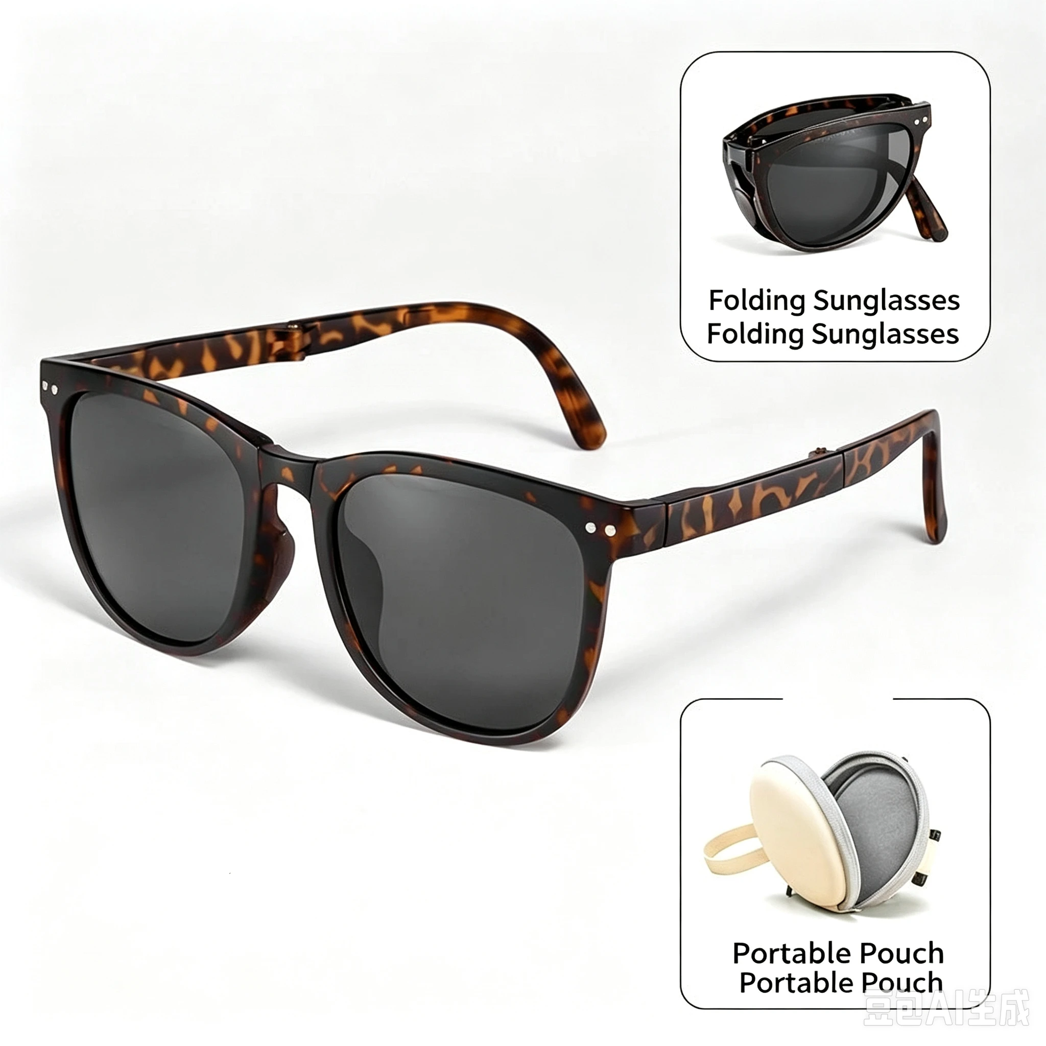 Trendy Folding Sunglasses Portable Ultra light UV Protection Sun Glasses For Both Men and Women UV400 Eyewear