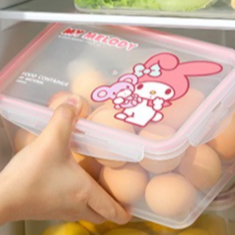 

Anime Cute My Melody Doll Plastic Household Crisper Cartoon My Melody Peripheral Work Lunch Box Fruit Sealed Box with Lid Gifts