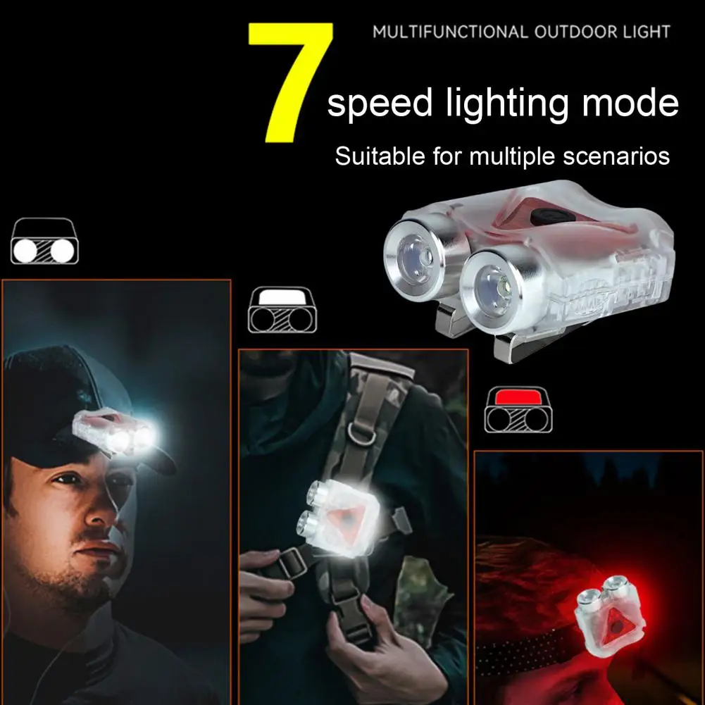 Dual Beam Hat Clip Cap Light Mini LED Headlamp Waterproof Headlight Rechargeable Adjustable Angle Camping Headlamp Work Lights