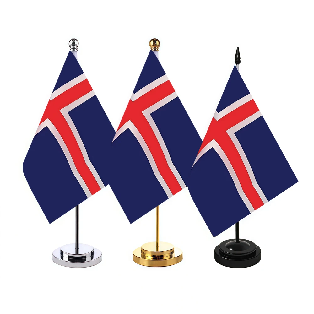 CYPOMELO office desk flag Iceland flag 14x21cm Iceland desktop small decoration flag including flagpole