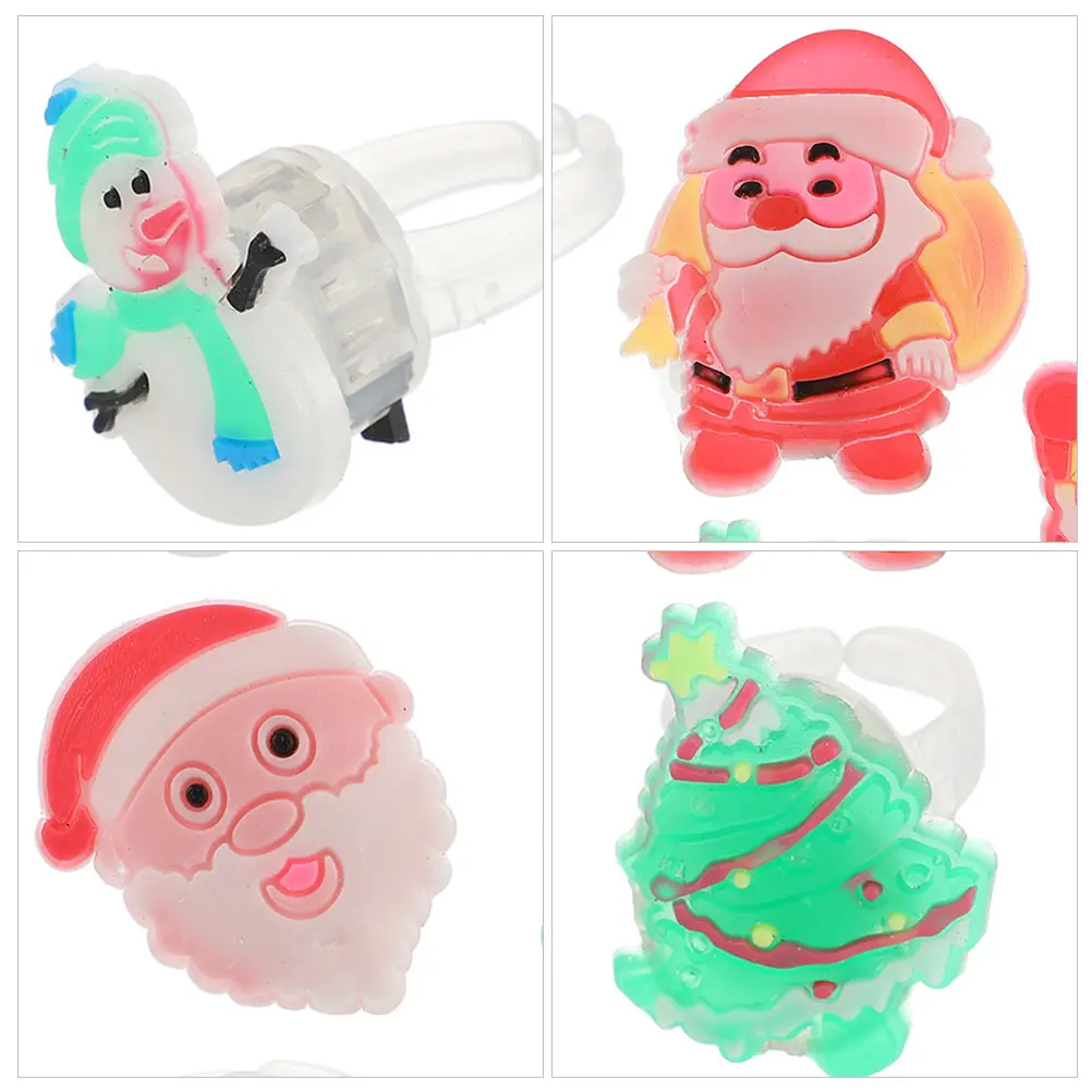 

72 Pcs Glitter Soft Rubber Ring Rings Playthings Santa Claus Flashing Christmas Plastic Toys