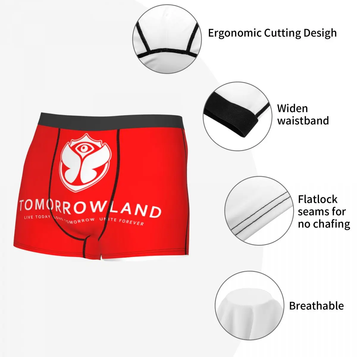 Custom Tomorrowlands Boxers Shorts Men's Belgian Electronic Dance Music Festival Briefs Underwear Fashion Underpants