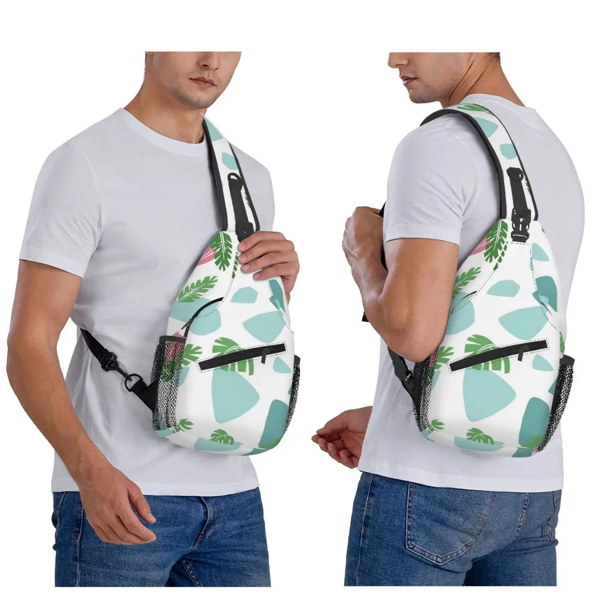 Ivysaur Pattern Chest Bag Men Sling Crossbody Backpack Chest Bag Travel Hiking Daypack Shoulder Bag