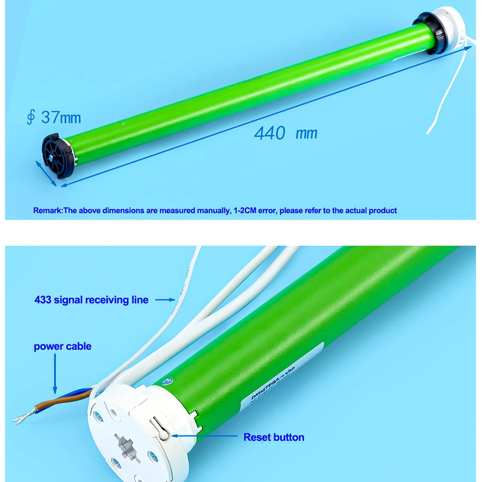 Dooya Motor Tubular AC Dooya 10 buah DM25TEQ-1.1/20 Motor untuk tirai bergulir sinar matahari, 100-240V, Motor RF433mhz, tabung Dia.38mm