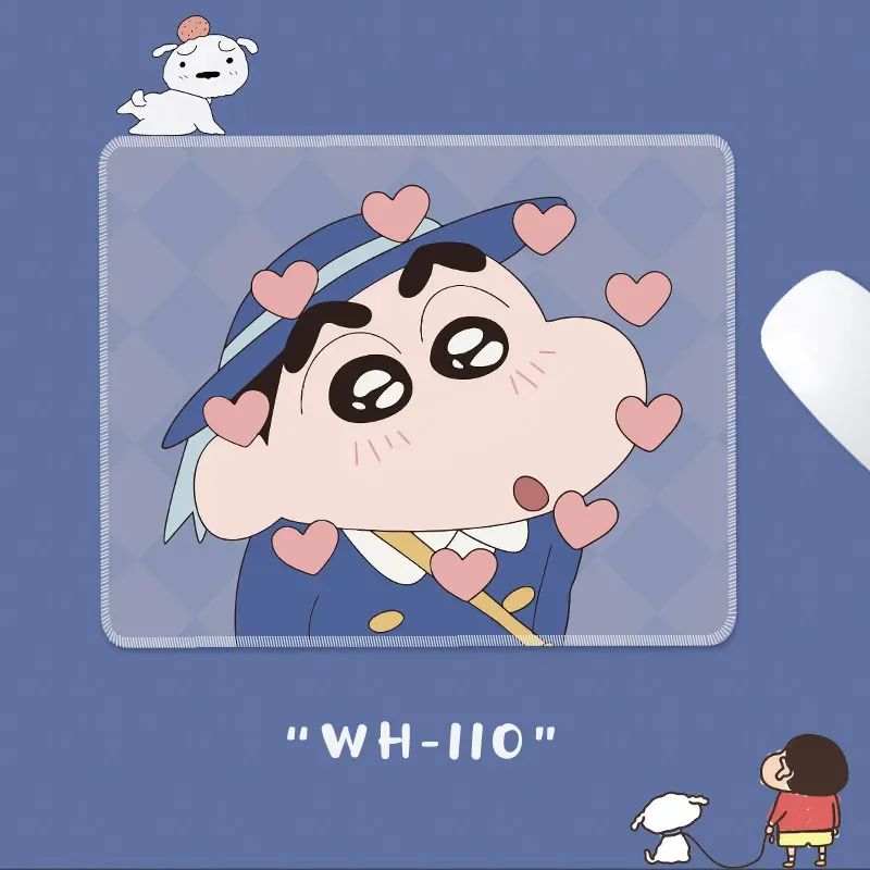 Office Small Size High Value Crayon Shin-chan​​ Leather Mouse Pad Table Pad Cute Creative Edge Lock Office Computer Keyboard Pad