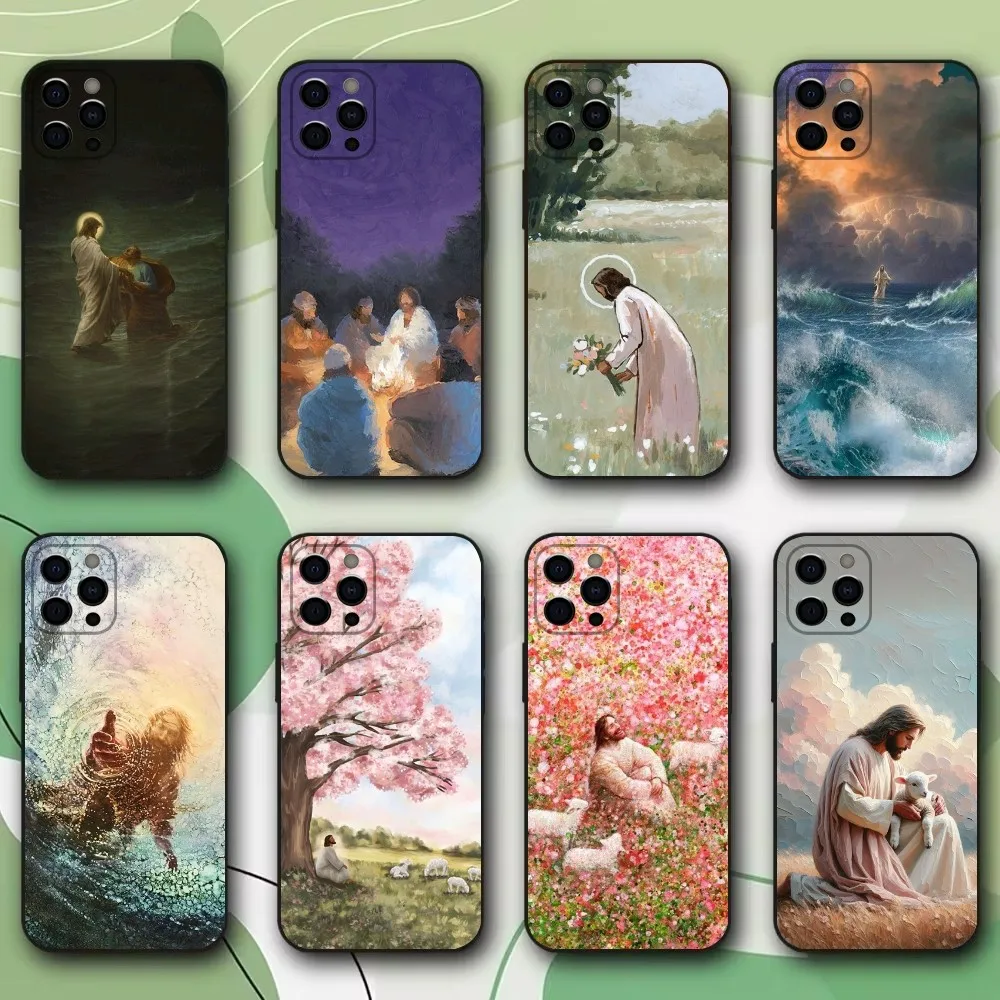 

Faith Christian Religious Jesus Phone Case For iPhone 16,15,14,13,12,11,Pro,X,XS,Max,XR,Plus,Mini Soft Black Cover