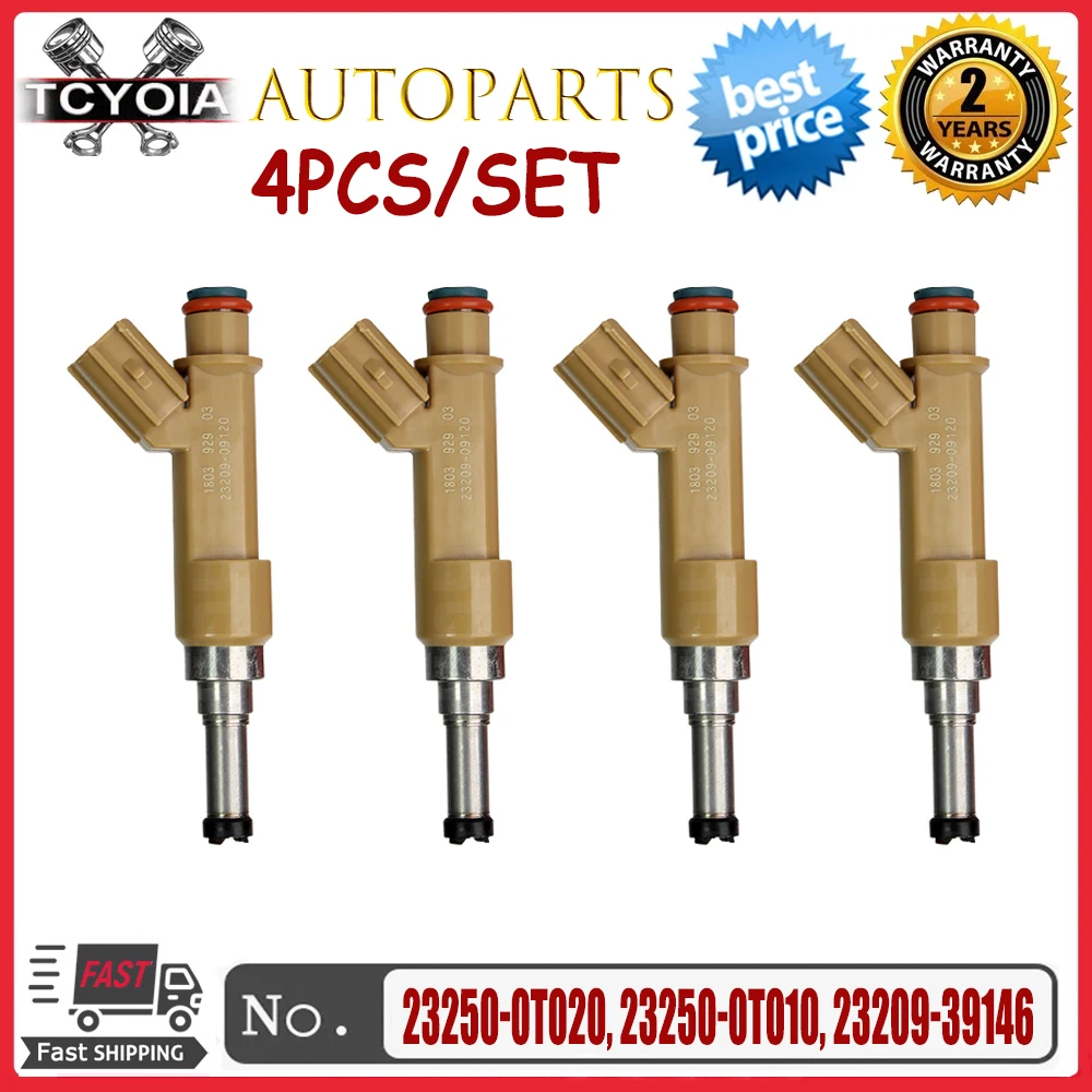 Bico injetor de combustível, 4 unidades, oem 23250-0t010 23209-39146 2320939146 232500t010 para toyota corolla matriz scion 1.8l 08-18
