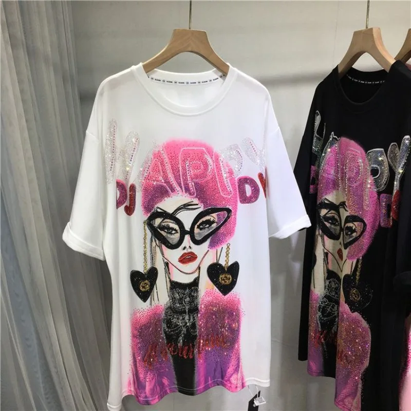 

Высококачественная футболка большого размера с короткими рукавами для мужчин и женщин, летние винтажные свободные топы с круглым вырезом для девочек с героями мультфильмов