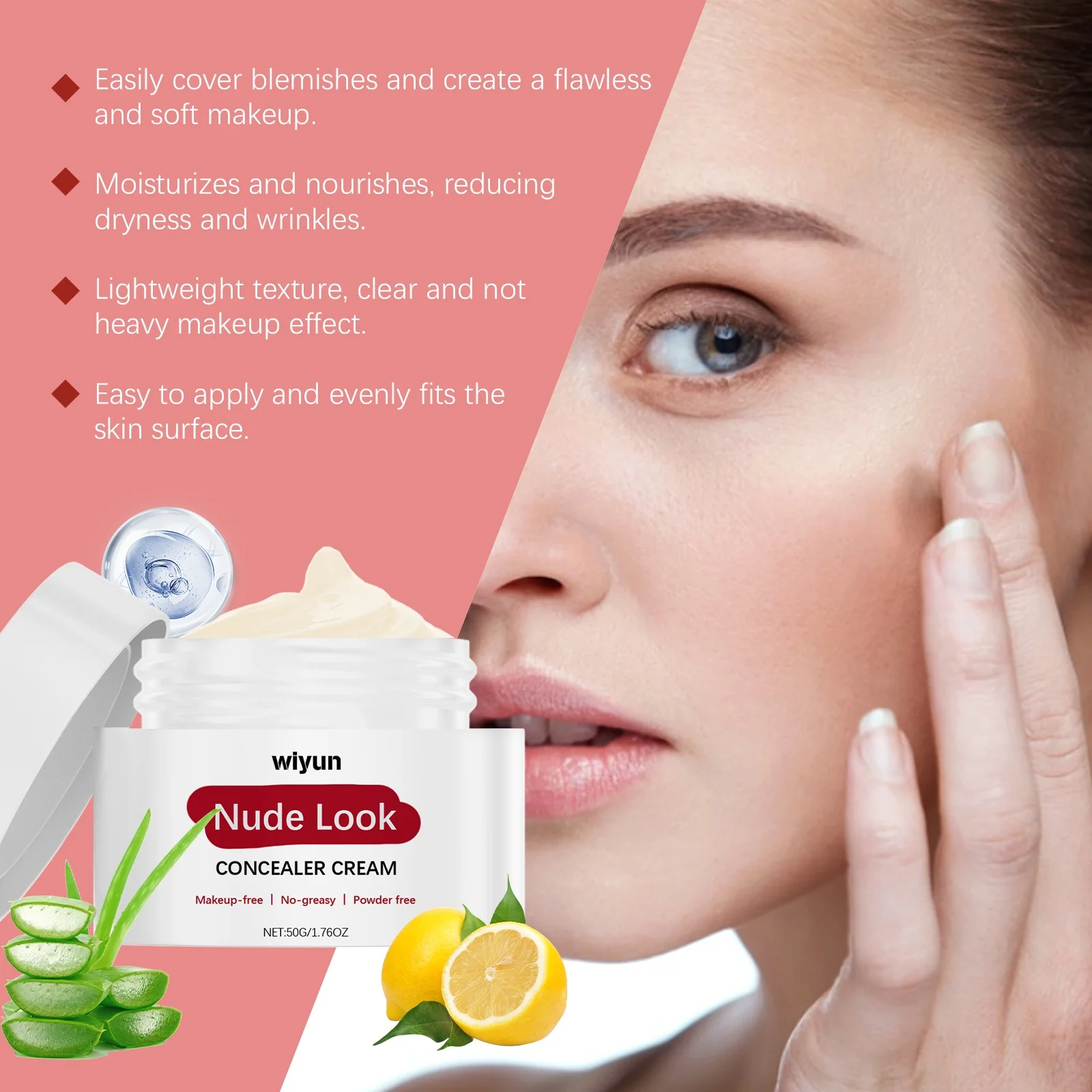 كريم أساس مرطب للمكياج عاري، كريم أساس، خافي عيوب البشرة، خفيف، ناعم، يسيطر على الزيت، مرطب ومرطب #2