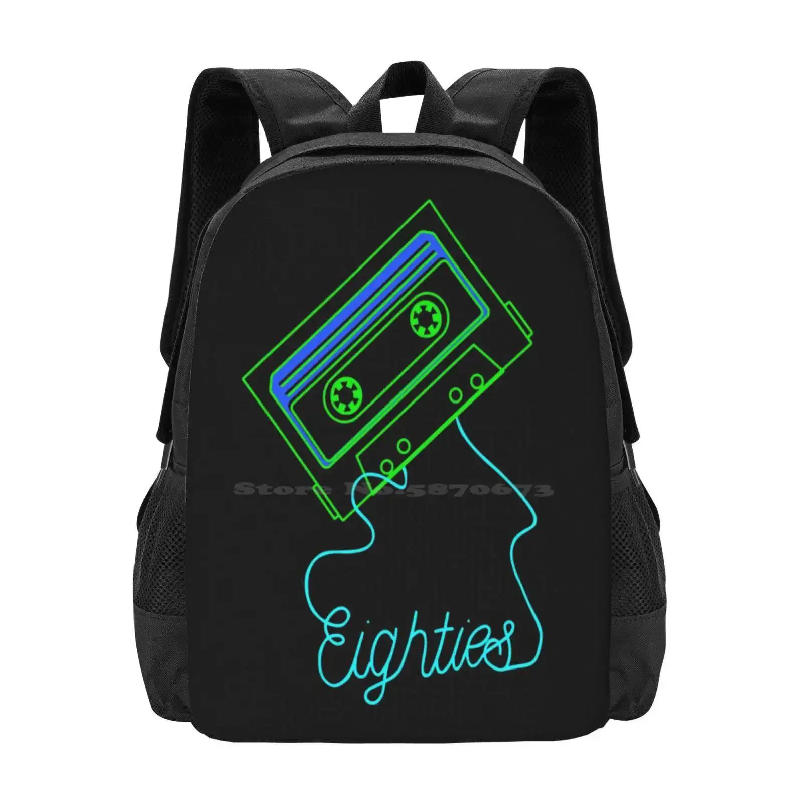 

Neon 80’s Cassette Teen College Student Backpack Pattern Design Bags Neon 80 S Cassette Neon Cassette Neon 80 S Music Cassettes
