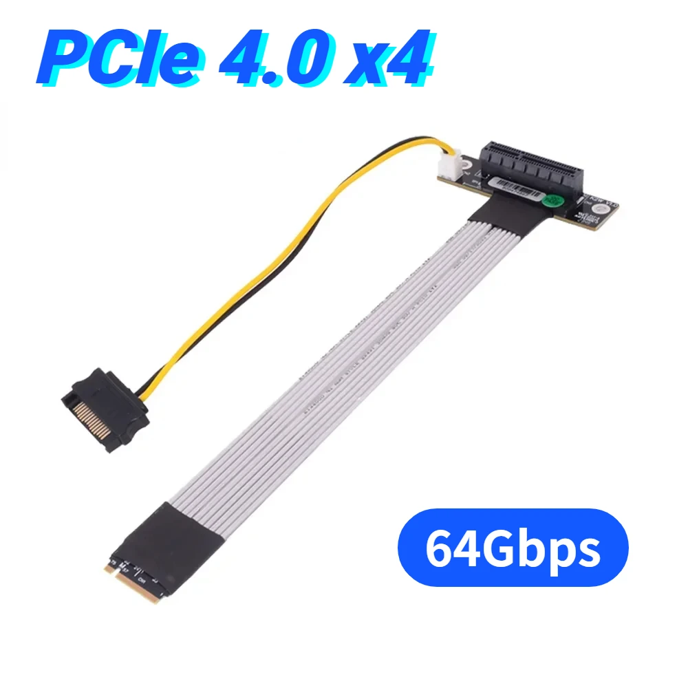 ADT-Link M.2 NVME to PCIE 4.0 x4 Riser Cable For PCIe x4 SSD RAID, LAN, Capture Cards to M.2(ultra SSD, M-Key) M2 Extension Gen4