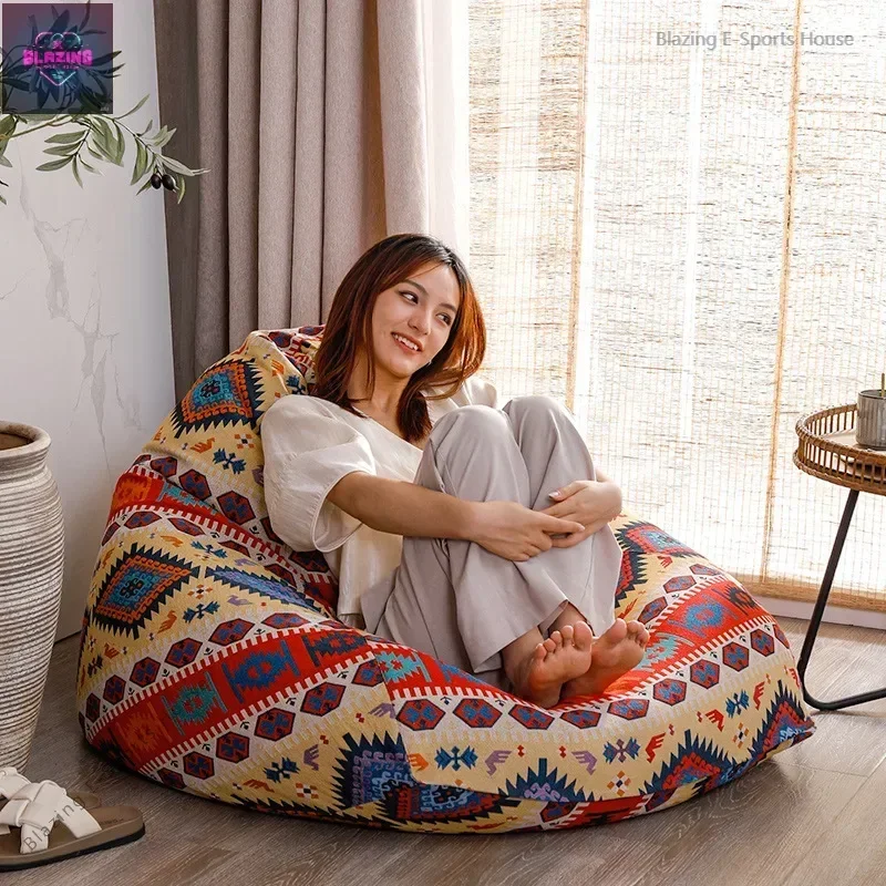 Ethnic style lazy bean bag sofa reclining nap chair bedroom balcony living room e-sports room ground single sofa