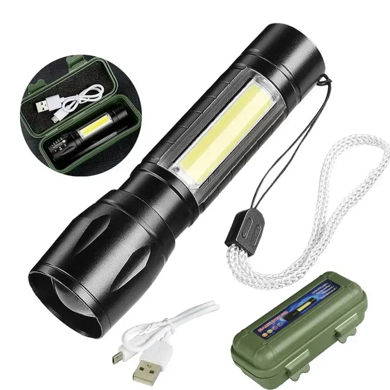 Ultraheldere LED-zaklamp 2000LM Type-C Oplaadbare lange afstand zoom tactische zaklamp Outdoor noodcamping Vissen Lantaarn
