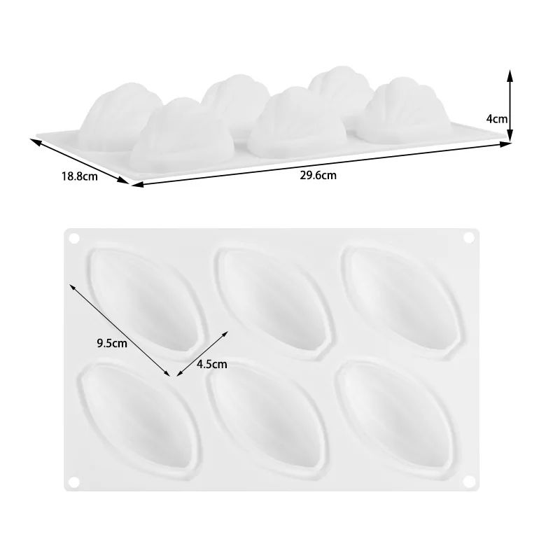 6 Cavity Apricot Kernels Silicone Cake Baking Mold for Chocolate Mousse Ice Cream Pudding Pastry Dessert Bread Decorating Tools