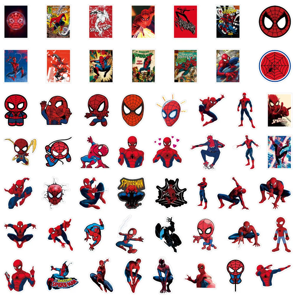 10/30/50pcs Disney Marvel Spiderman Cartoon Stickers for Laptop Skateboard Phone Luggage Graffiti Waterproof Kids Sticker Packs