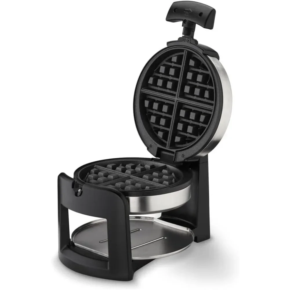 Belgisches Waffeleisen mit rundem Flip, Schwarz/Silber, 2,5 cm dick, Waffeleisen Mini