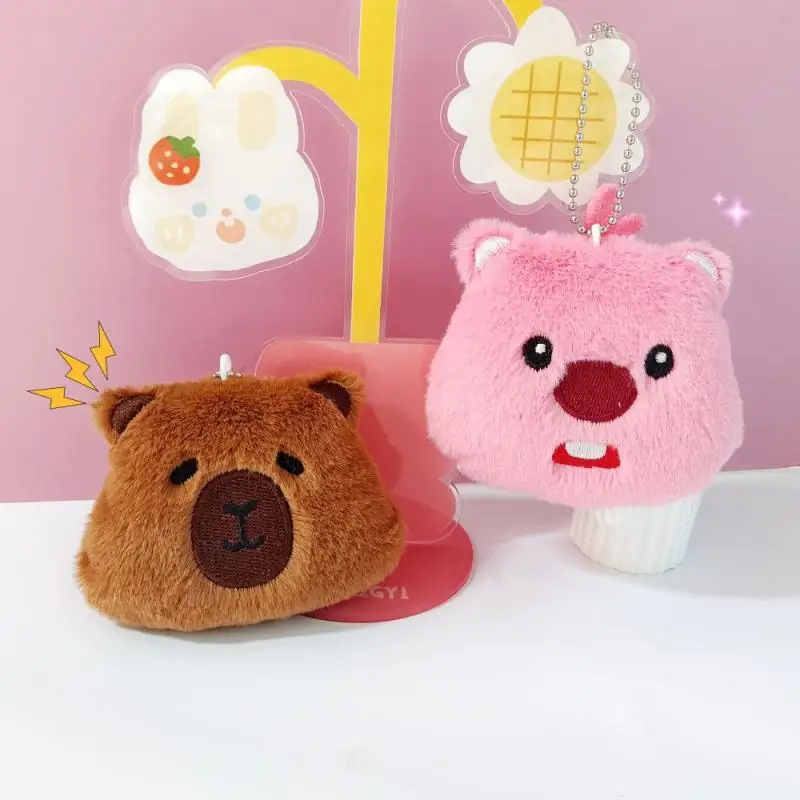 Kawaii Loopy Little Beaver Kapibara Plush Toys Doll Squeezing Doll Bag Pendant Creative Handmade Doll Christmas Gift For Girls