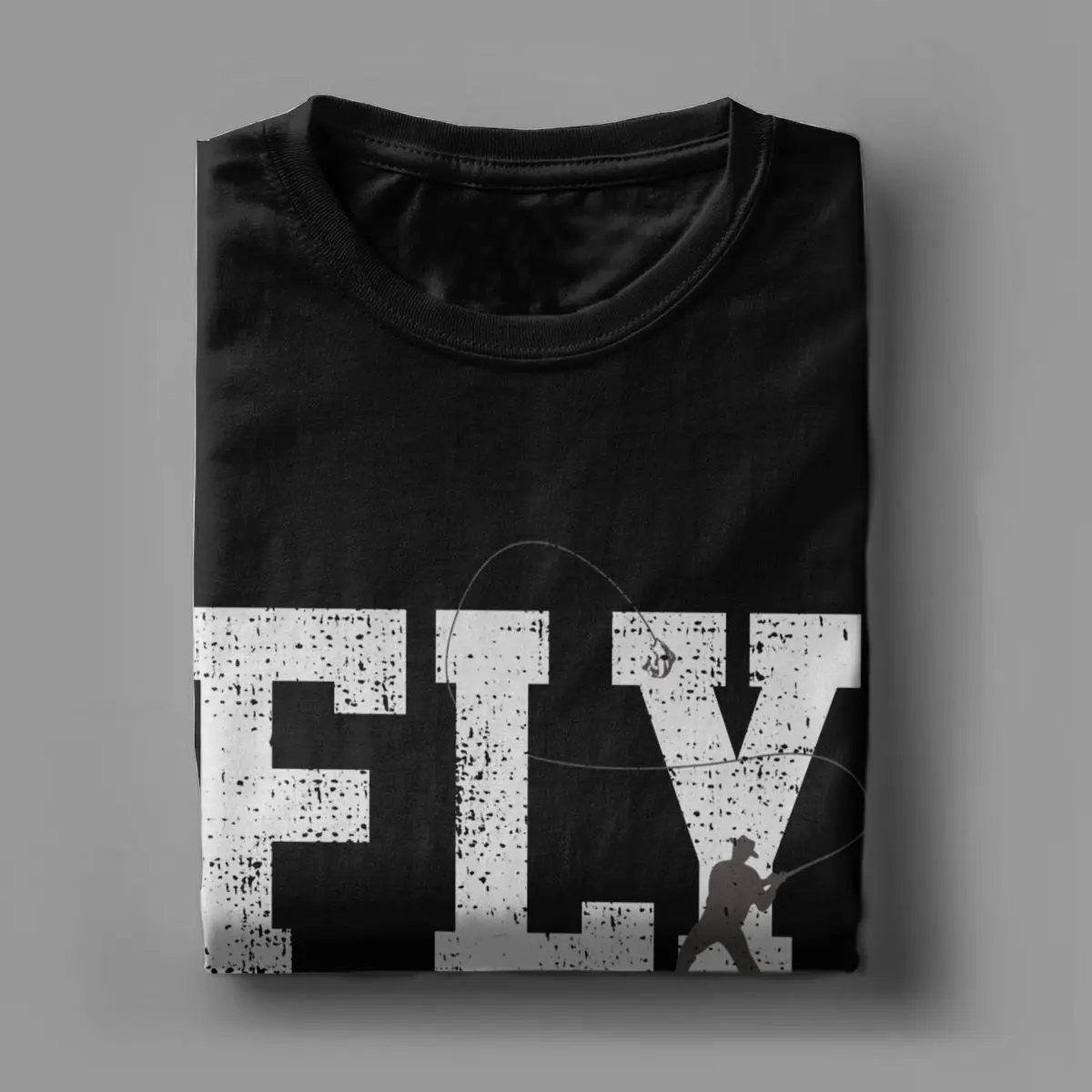 Fly Fishing rod T-Shirt Men\'s O Neck 100% Cotton T Shirt Fly Fishing Angler Short Sleeve Tee Shirt Printed Clothes