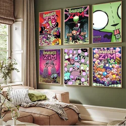 I-Invader Z-Zim Cartoon Poster Classic Vintage Posters HD Quality Wall Art Retro Posters for Home Room Wall Decor