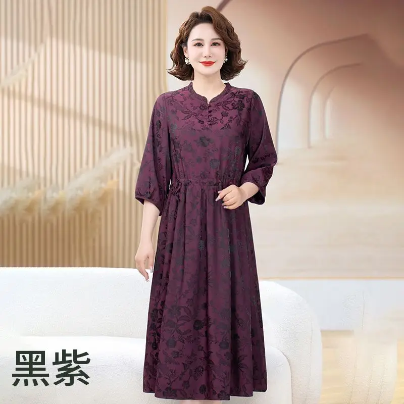 

Spring/Summer Women's Dress Loose Commuter Printed Round Neck High Waist Strap A-line Skirt