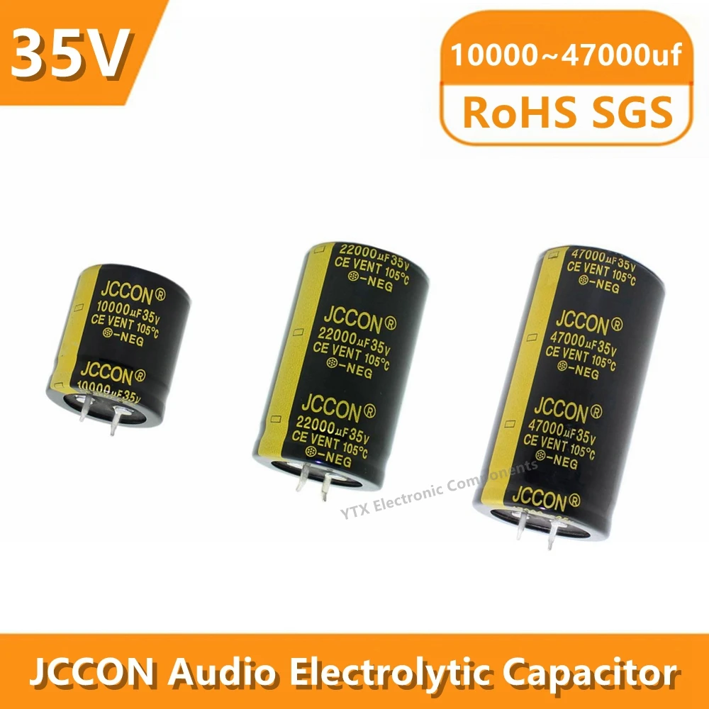 1PCS JCCON 35v 10000uf 22000uf 47000uf 30x30 30x50 35x60mm Audio Electrolytic Capacitor