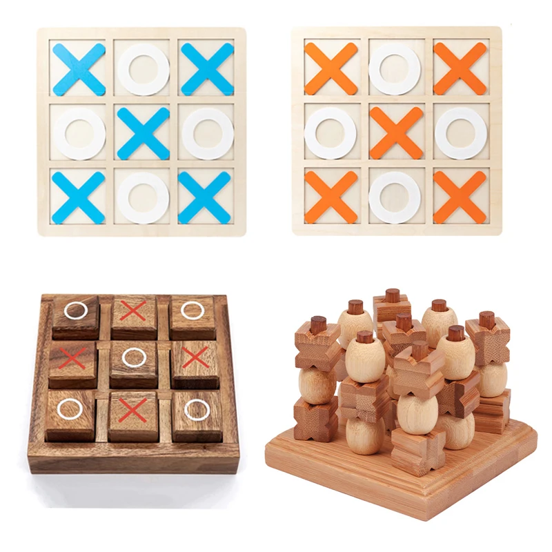 Wooden Tic Tac Toe Game 3D XO Chess Board IQ Logic Brain Development Toys Puzzle Inteligencia Juegos Logica Rompecabezas