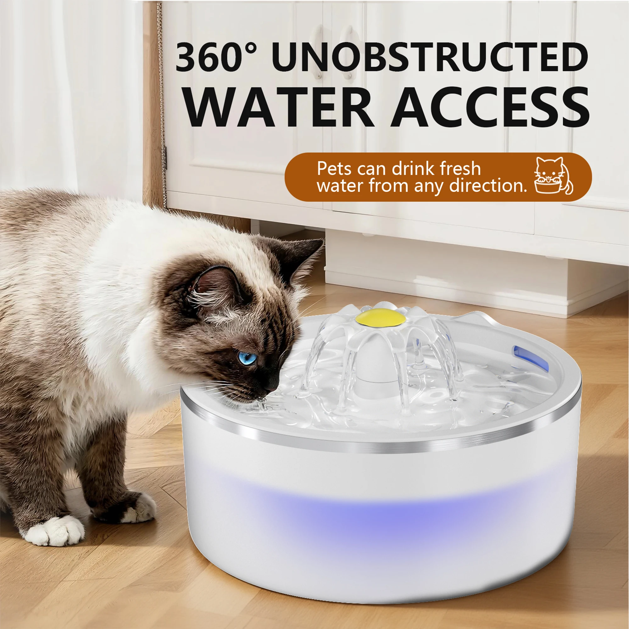Fontaine d'eau pour chat, bol à boire pour animaux de compagnie, 2,5 l, avec filtre à recirculation automatique, USB, électrique, muet, multifonction, distributeur d'eau pour chat